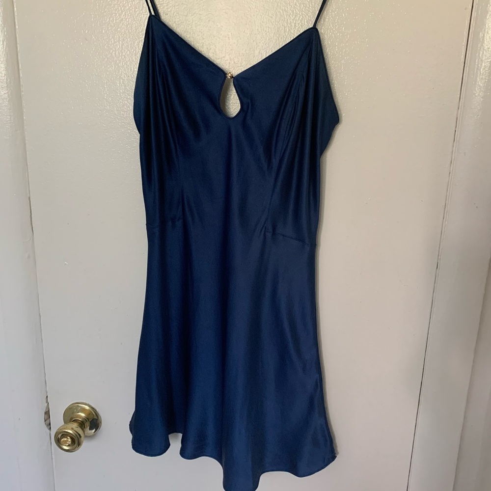 Royal Blue Victorias Secret Silk Slip with Rhinestone